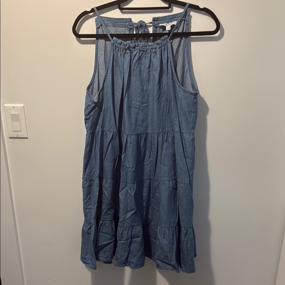 Blue Sleeveless Tiered Dress